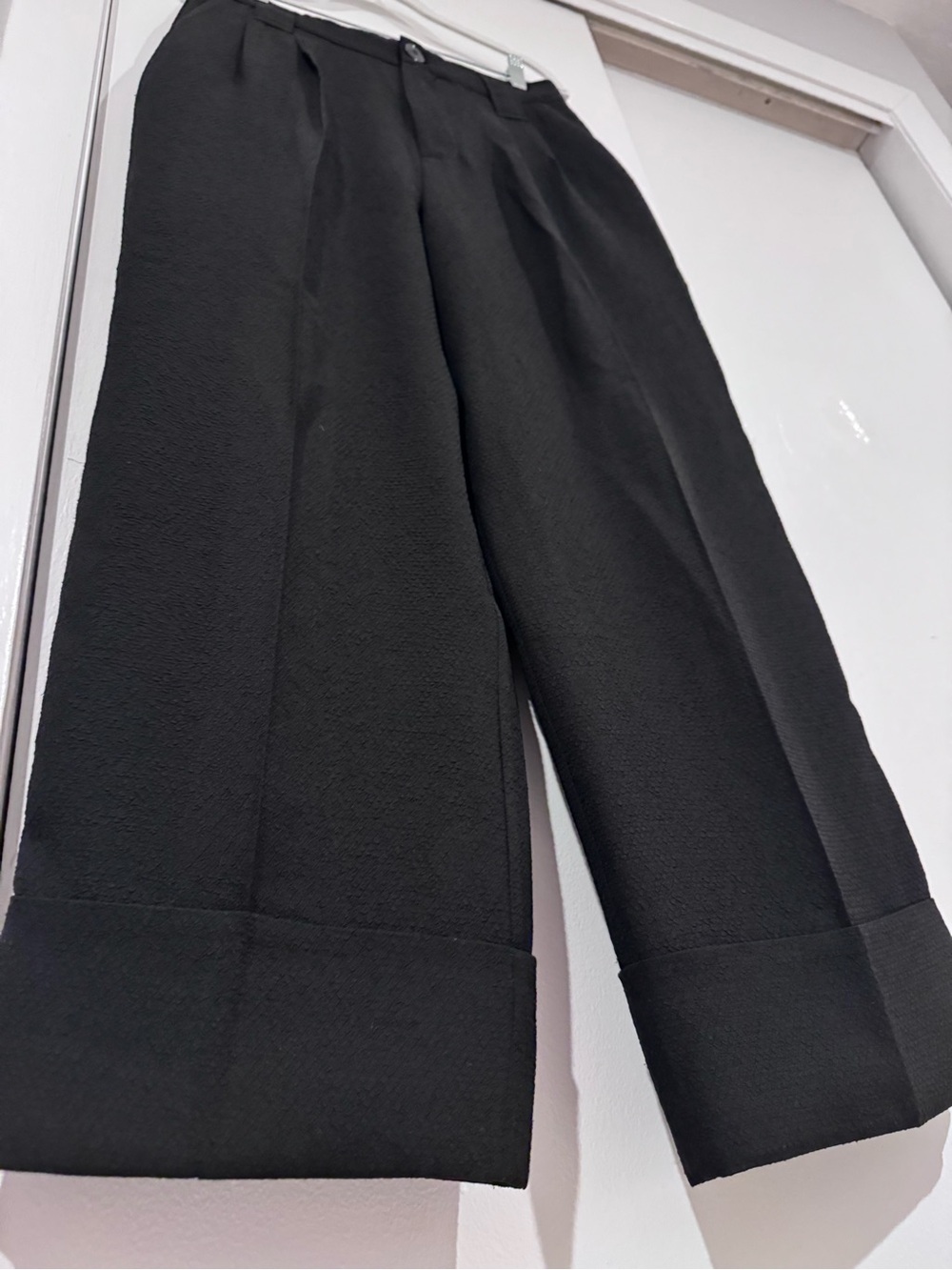 Ganni Black Pleated Wide-Leg Trousers